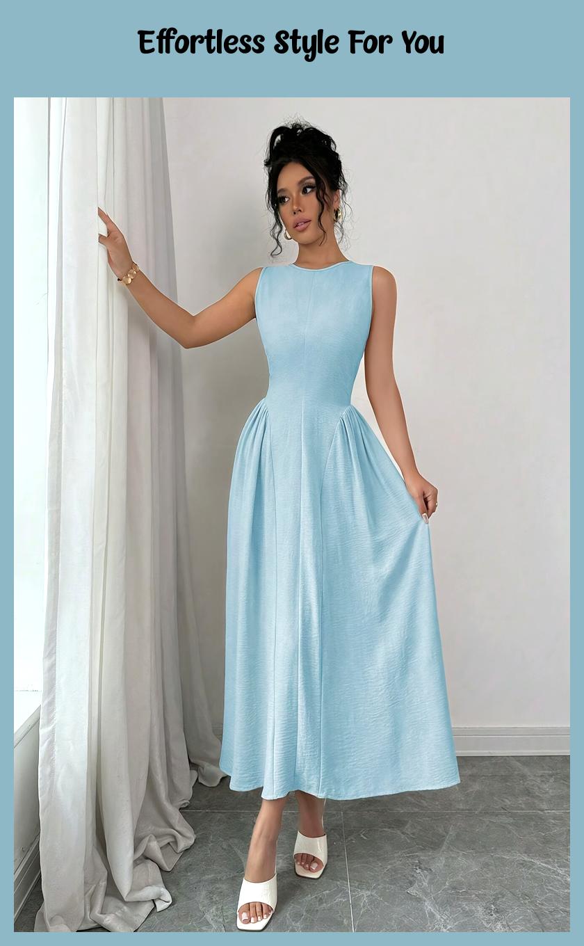 Casual Midi Dress with Side Zipper – New Year Maxi Set
