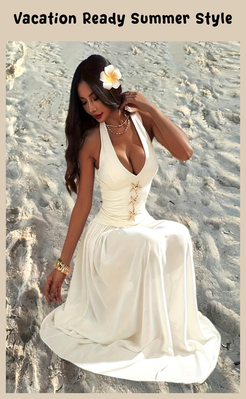 Vacation Ready Star Pattern Sleeveless Summer Dress: Perfect for Festivals, Dates & More!