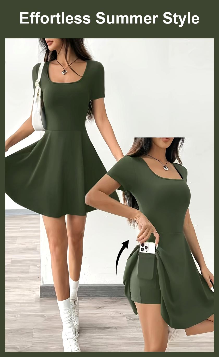 Pink Short Sleeve Dress – Casual Comfort for Summer & Fitness